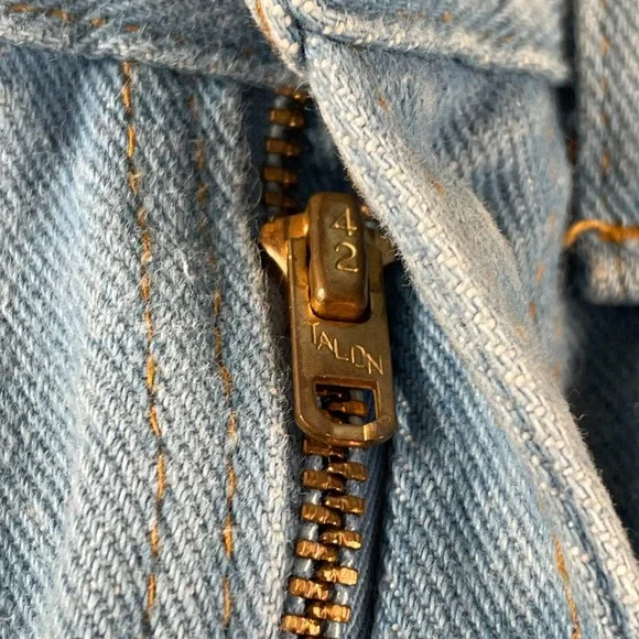 Vintage 70s Brittania High Rise Jeans Size 14 Slim Butterfly Embroidered Pocket - Picture 8 of 16